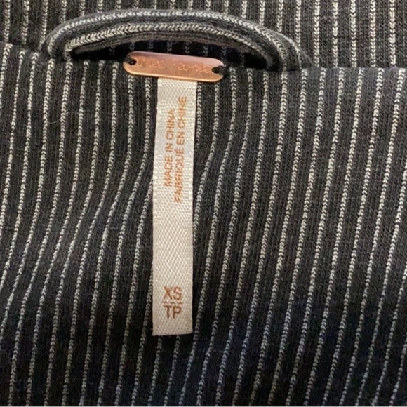 Free People Jacket oversized Moto Railroad Conductor Pinstripe knit bomber black - Picture 5 of 10